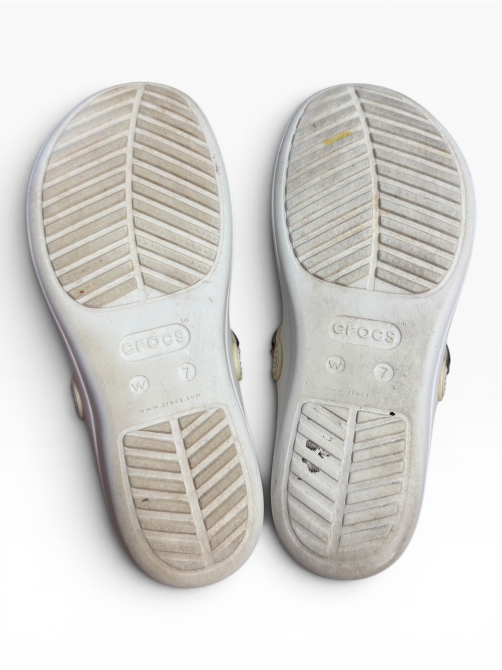 Crocs Sanrah Metal Block Flip Flops White Bronze Comfort Sandals Womens Size 7 - Picture 7 of 8